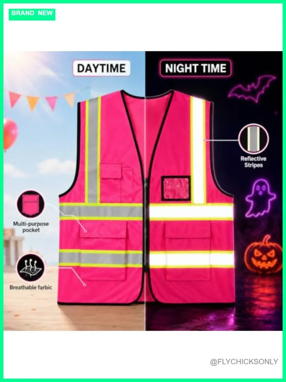 12 Piece Women's Construction Worker Costume Set with Reflective Vest and